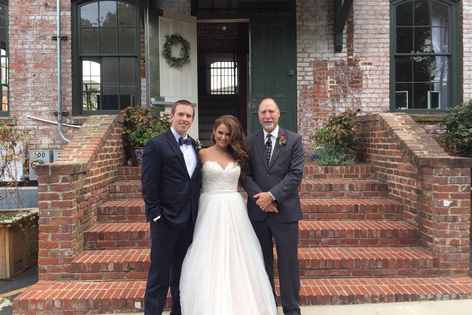 Newlyweds outside the venue