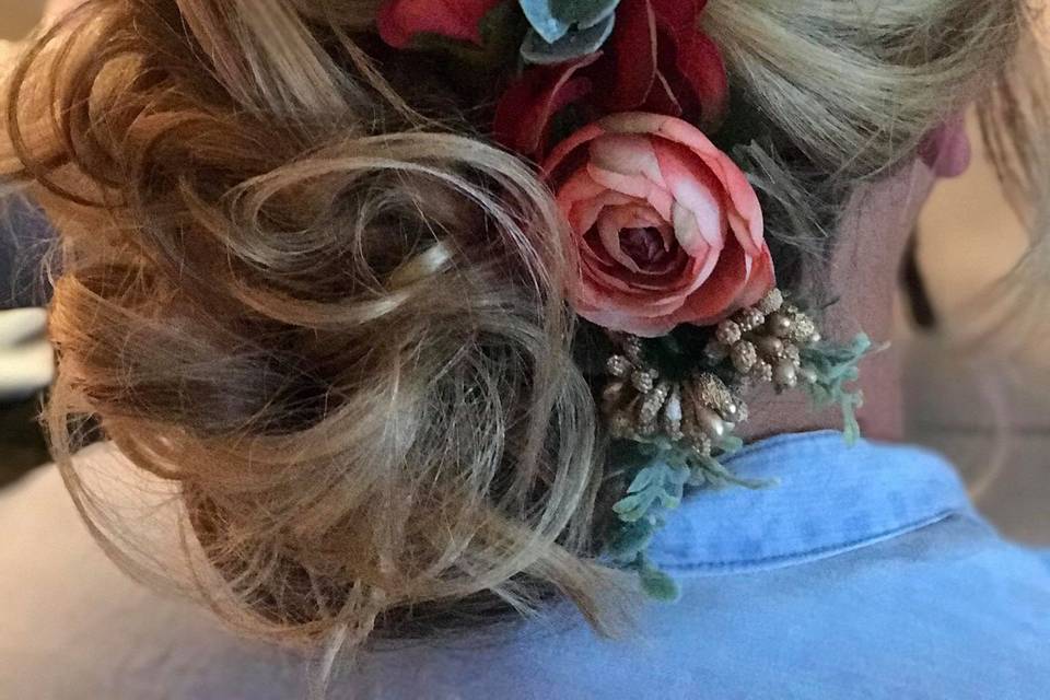 Floral updo hair style