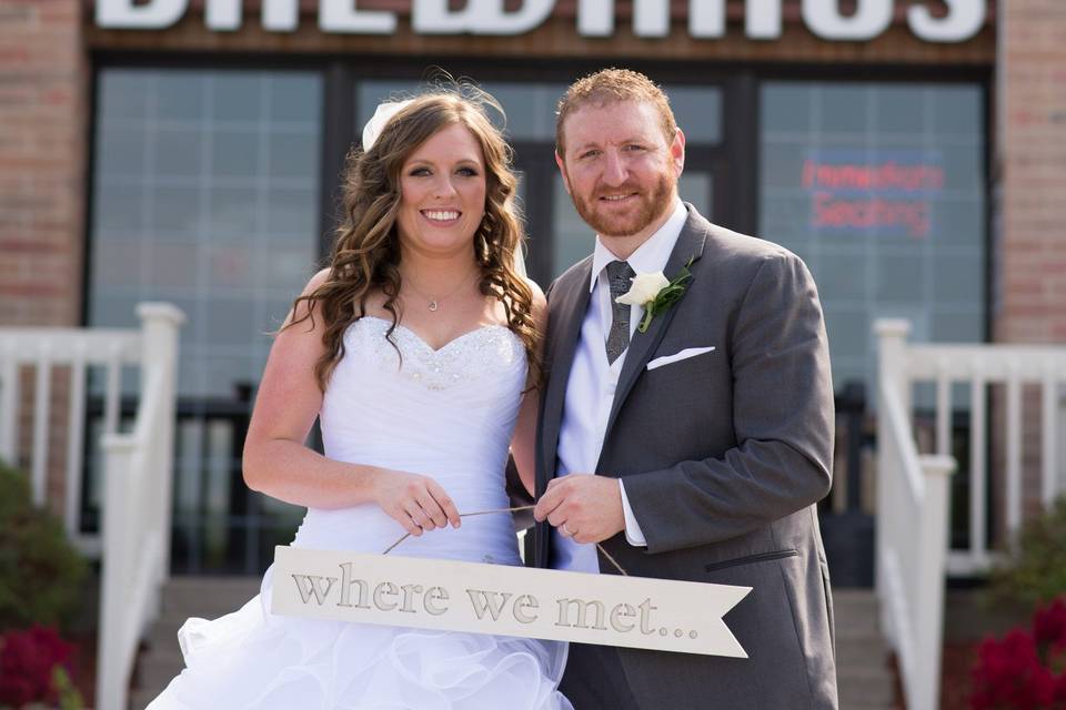 Groom with bridesmaids