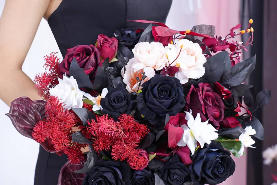 Black Burgundy and White
