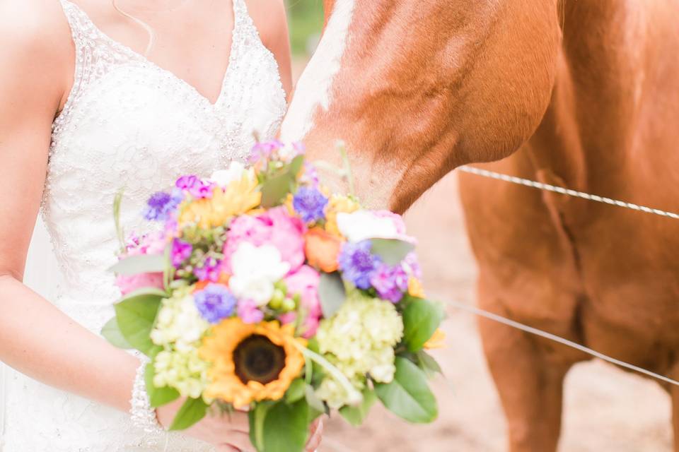 Bridal portrait with horse