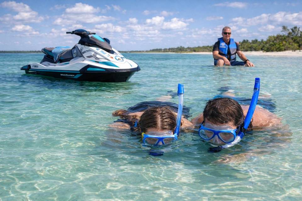 Guests snorkeling at Shell Key