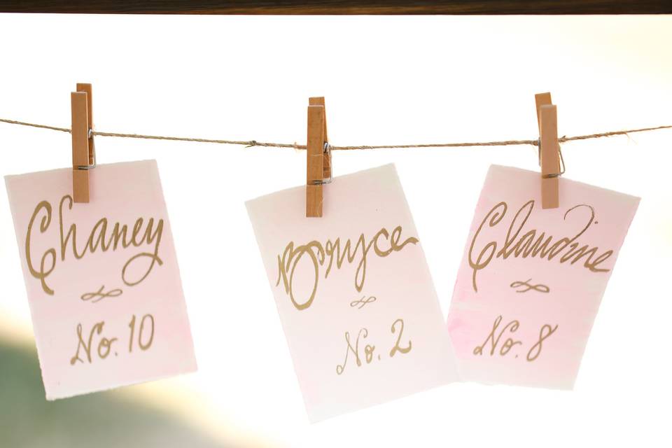 Escort cards.
Photo credit: Jenn Finazzo Photography, 2015