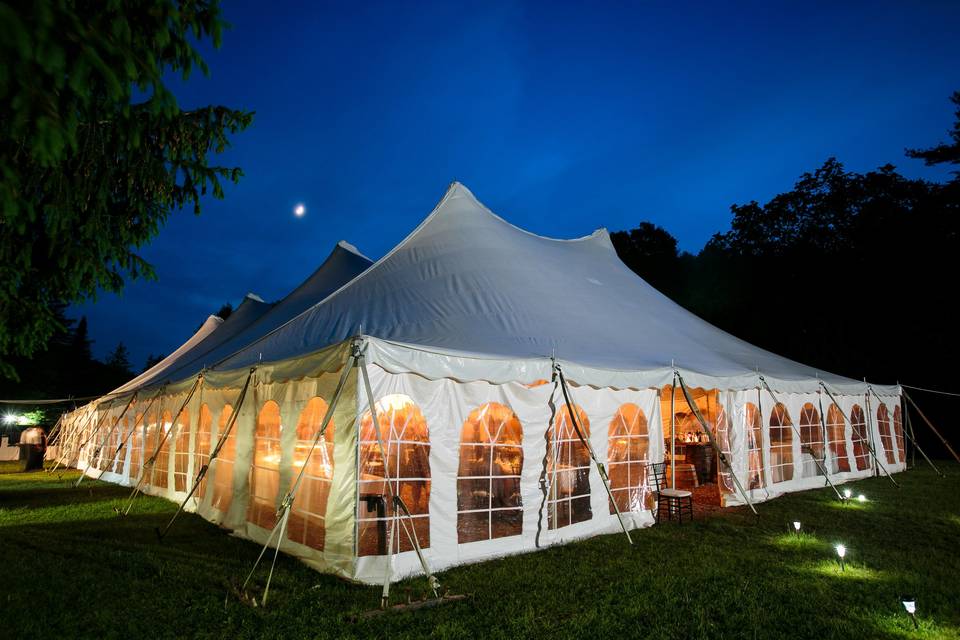 Large Outdoor Tent at Night