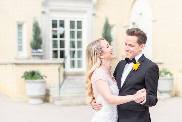 Couple dancing outside