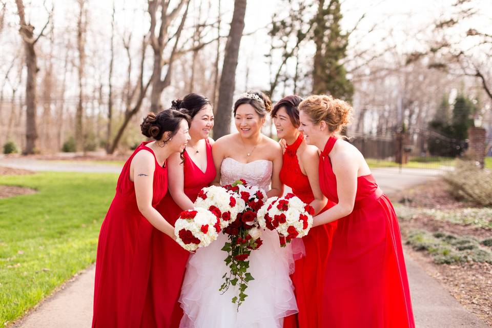 Bride and bridesmaids