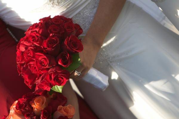 The bride holding her bouquet