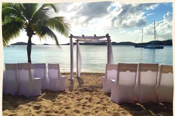 Set up and ready for the bride and groom at Secret Harbour, St. Thomas.