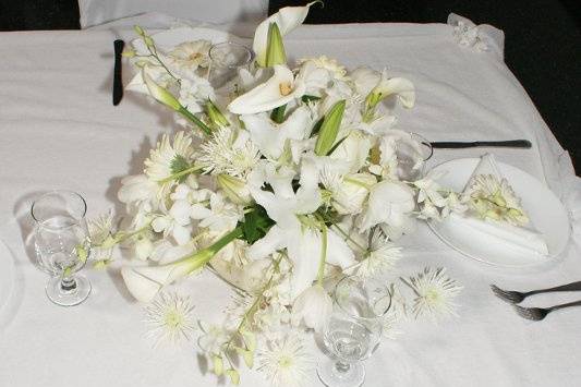 Table setup with centerpiece