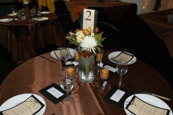 Table setup with centerpiece