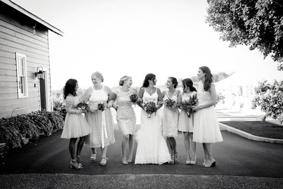 The bride with her bridesmaids