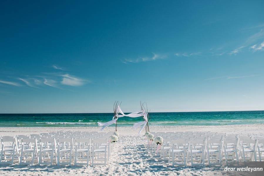 Beach wedding setup