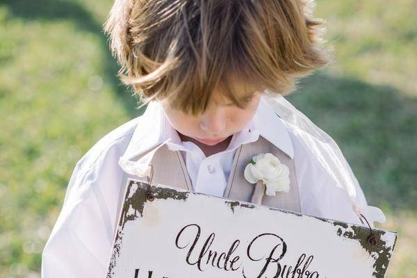 Little boy and the sign