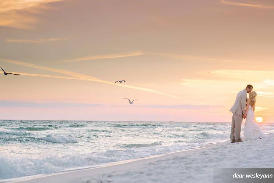 Newlywed at the beach