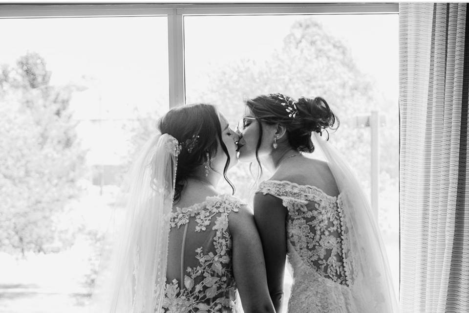 two bridal dresses