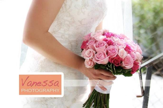 Bride with bouquet in hand