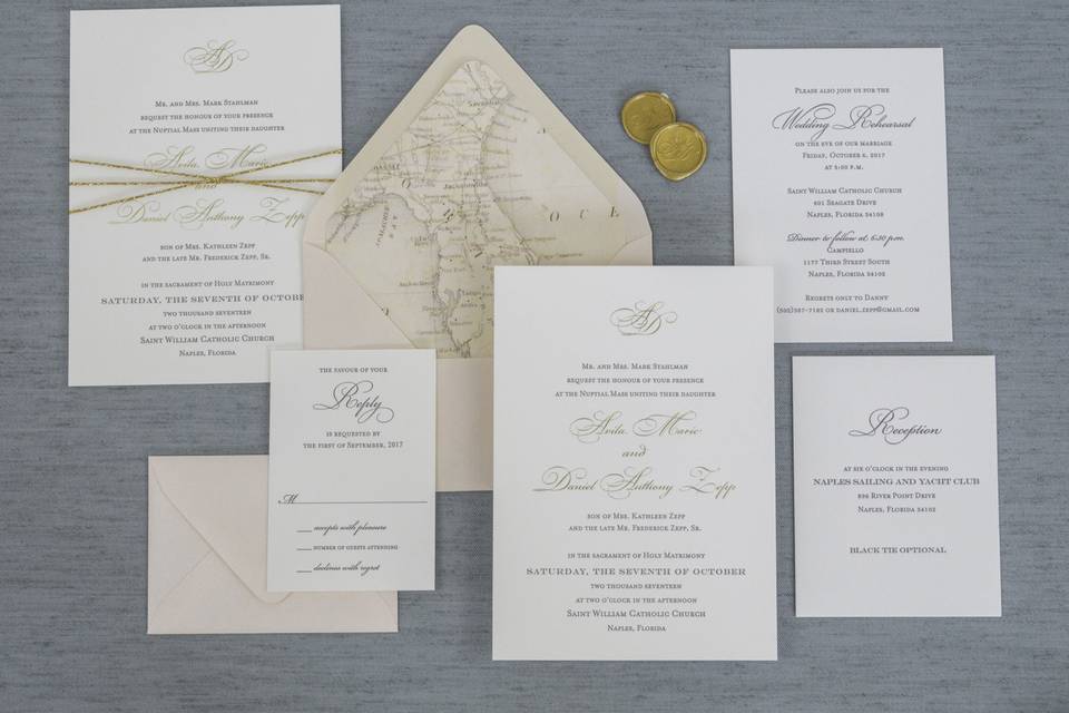 Map themed wedding invite