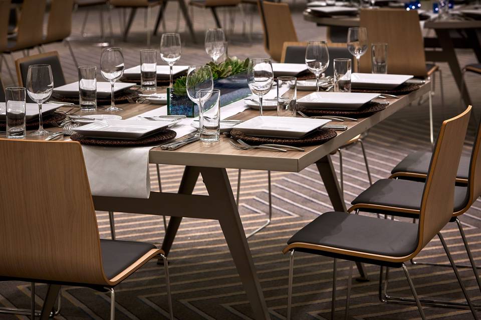 Detail of Chairs, Tables, dishes and glassware