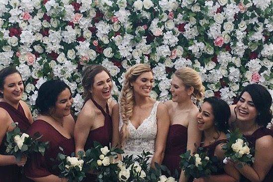 Bride and her bridesmaids