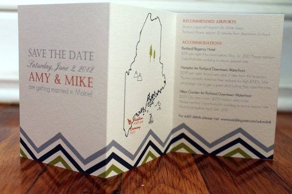 Map save the date in trifold format