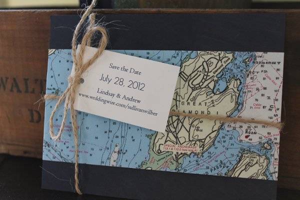 Nautical map save the date