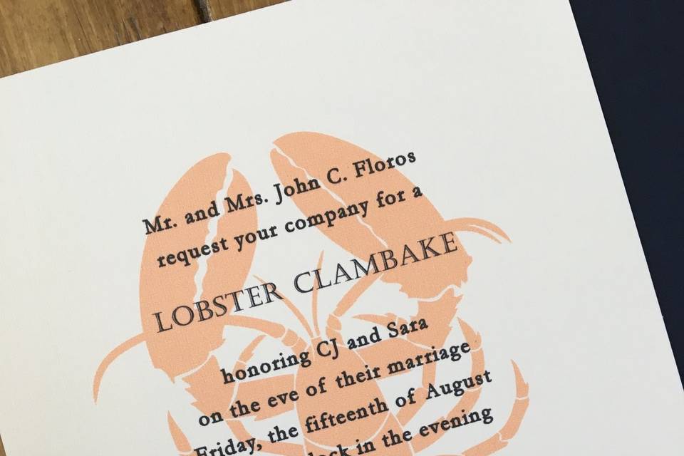 Lobster rehearsal dinner invitation