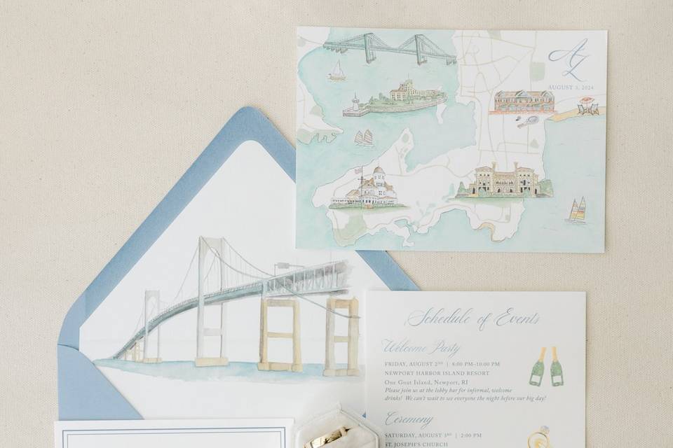 Newport wedding invitation