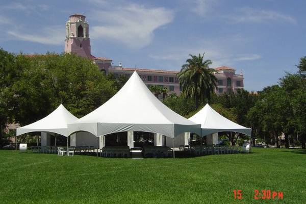 This beautiful tent group was the site for a beautiful wedding ceremony.  The hexagon tent in the center is an unique and exclusive item