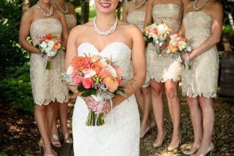 Bride with her bridesmaids