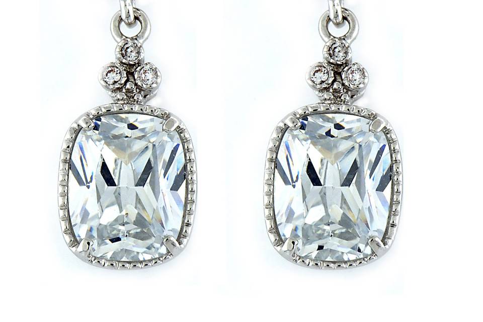 Princess Grace Drop Earrings - Sterling Silver with Crystals
