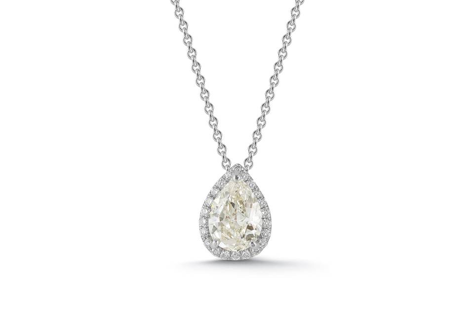 Micro-pave diamond pear pendant