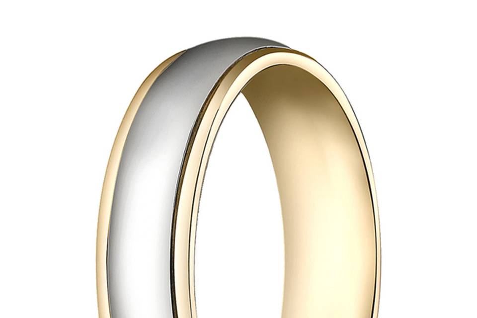 Two tone mens wedding band.