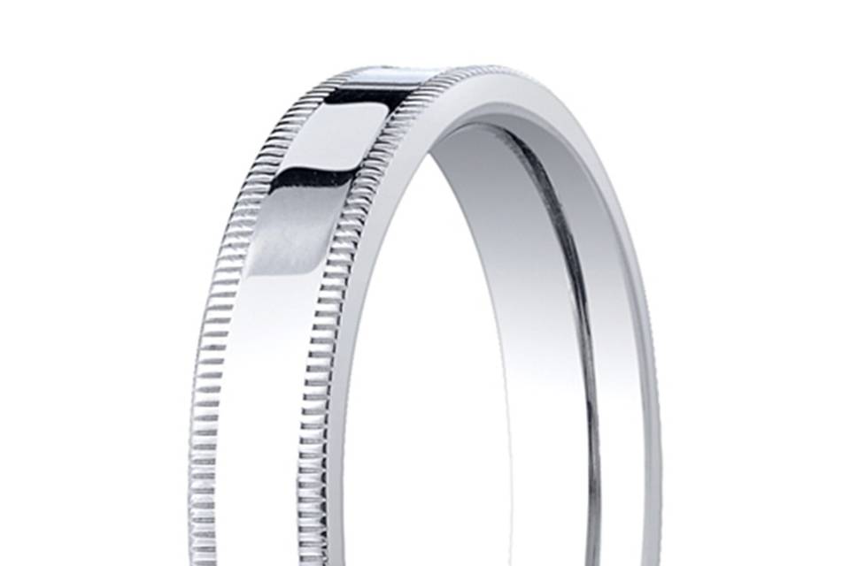 Mens band with milligrain in platinum.