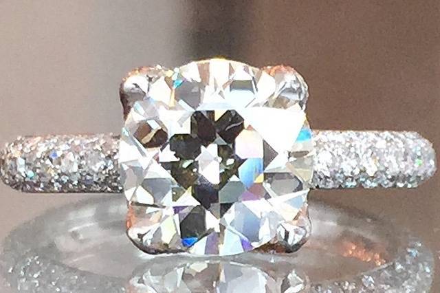 Old European cut diamond in our platinum Liz Rose setting.