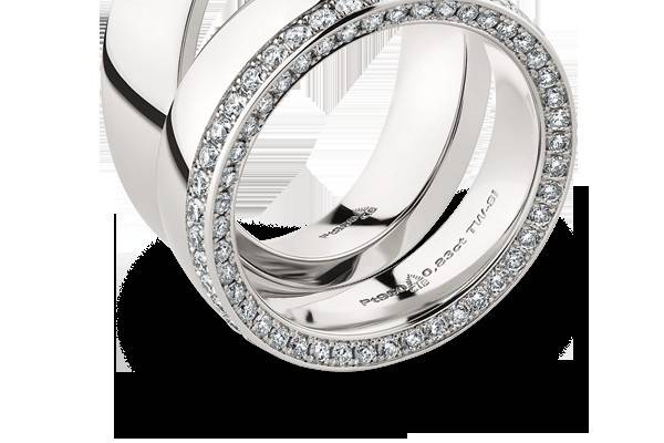 Couples wedding bands in platinum with diamonds.