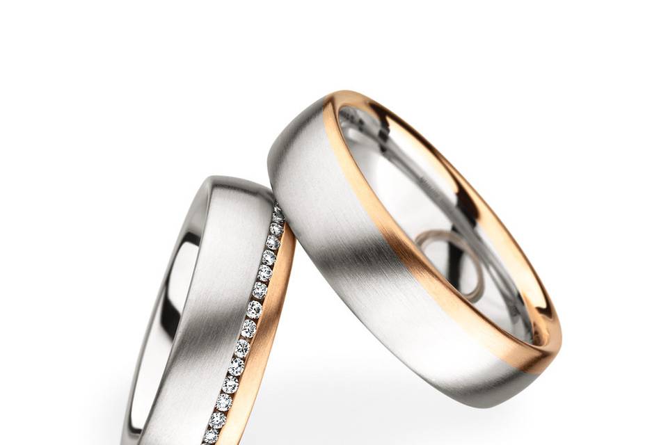 Two tone couples wedding bands