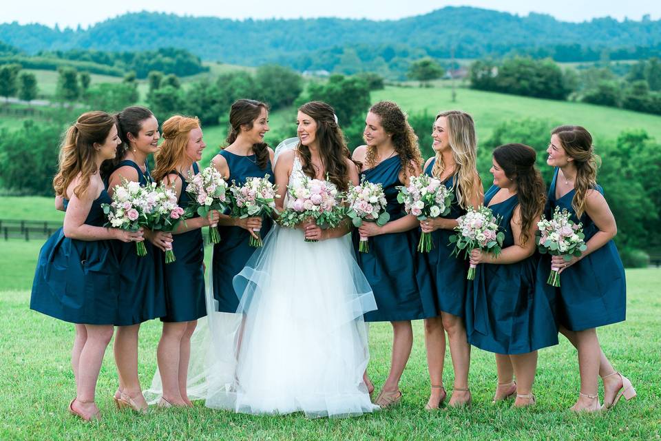 The bride with her bridesmaids