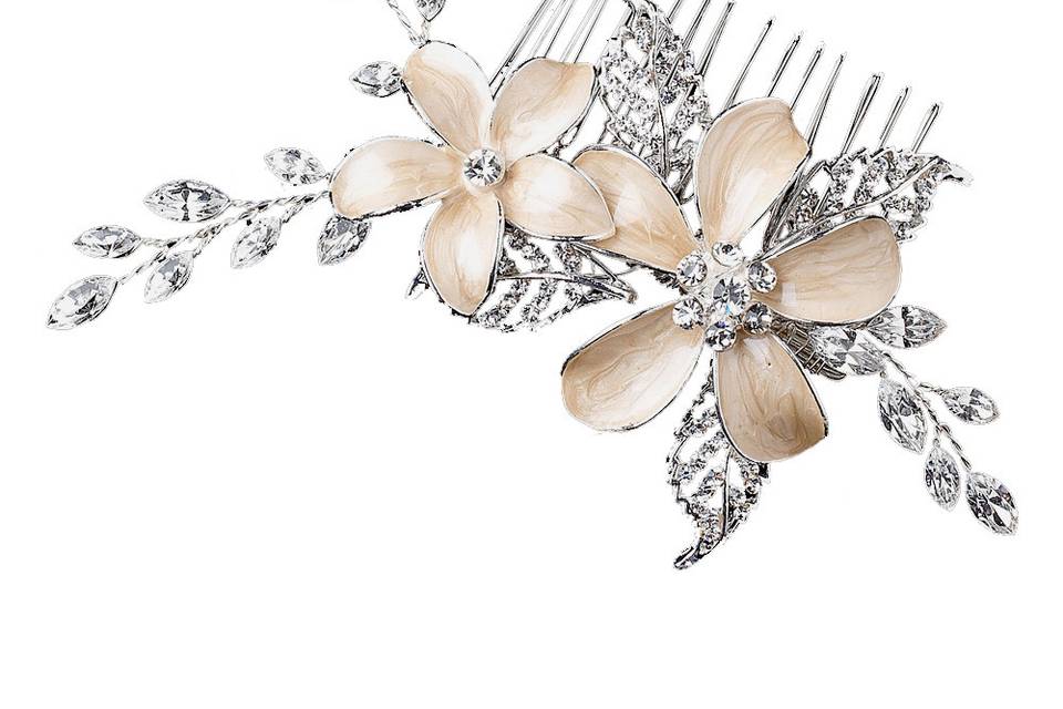 Champagne Flower Wedding Comb