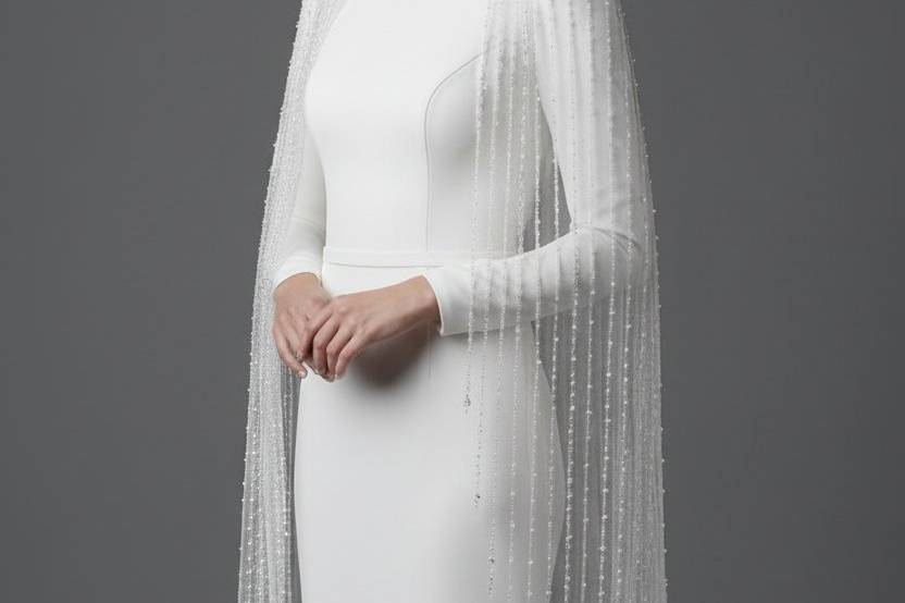 Modern Beaded Stripe Veil