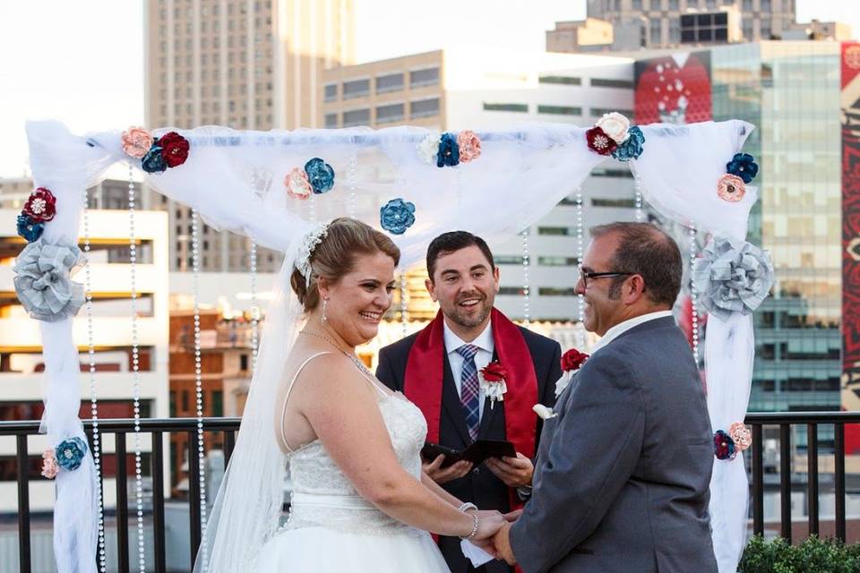 Rooftop wedding ceremony