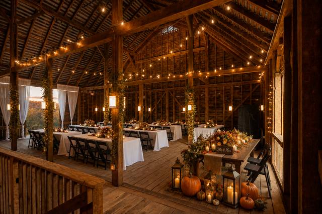 Indoor fall barn reception