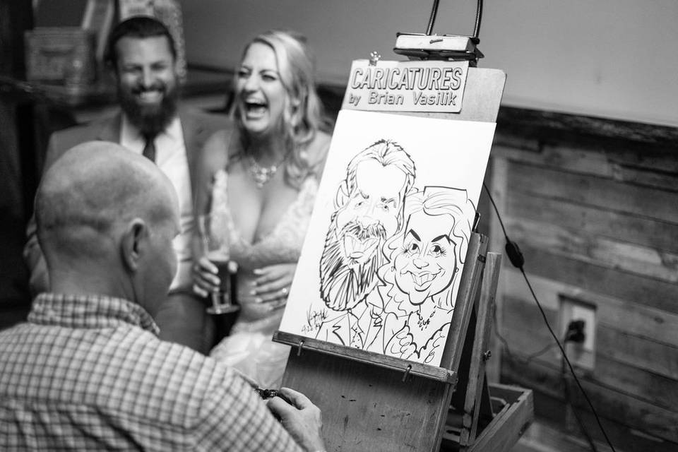 Caricatures at cocktail hour