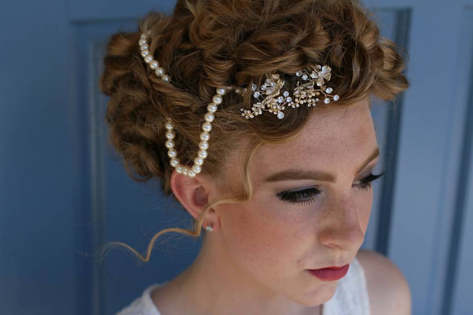 Bridal updo and hairpiece