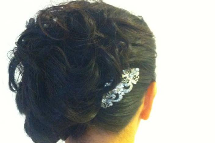 Bridal updo and hairpin