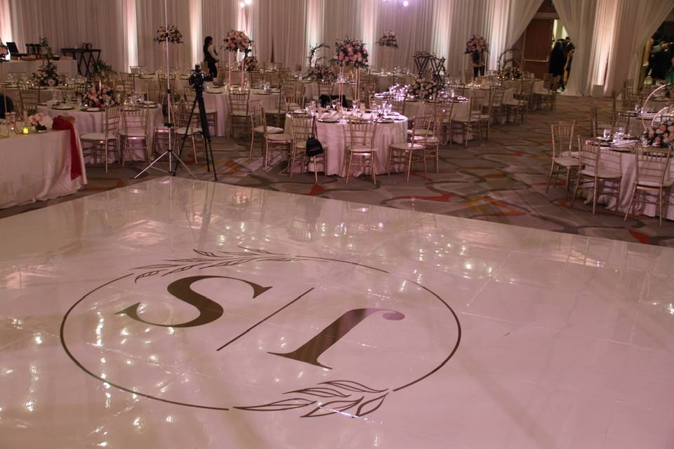 White dance floor and decal