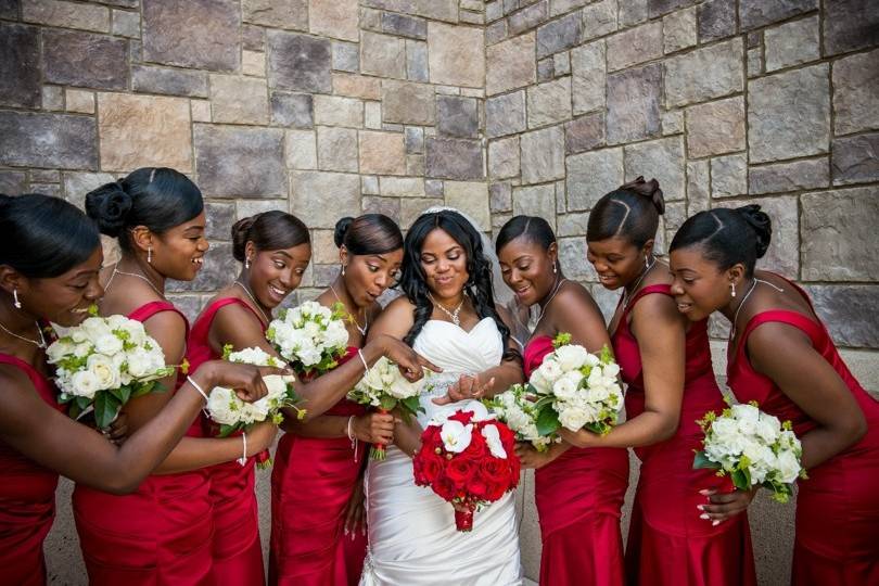 The bride with her bridesmaids