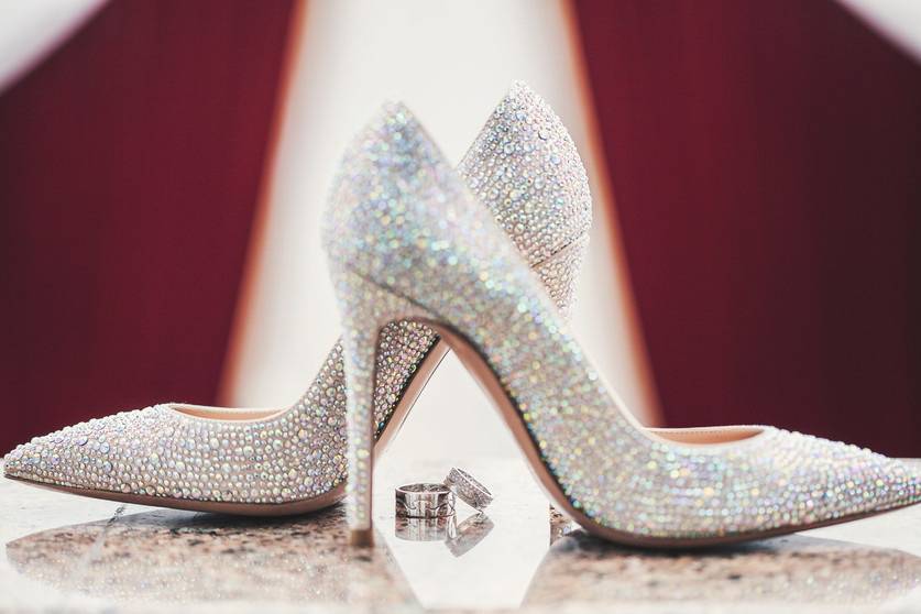 Bridal shoe and wedding ring