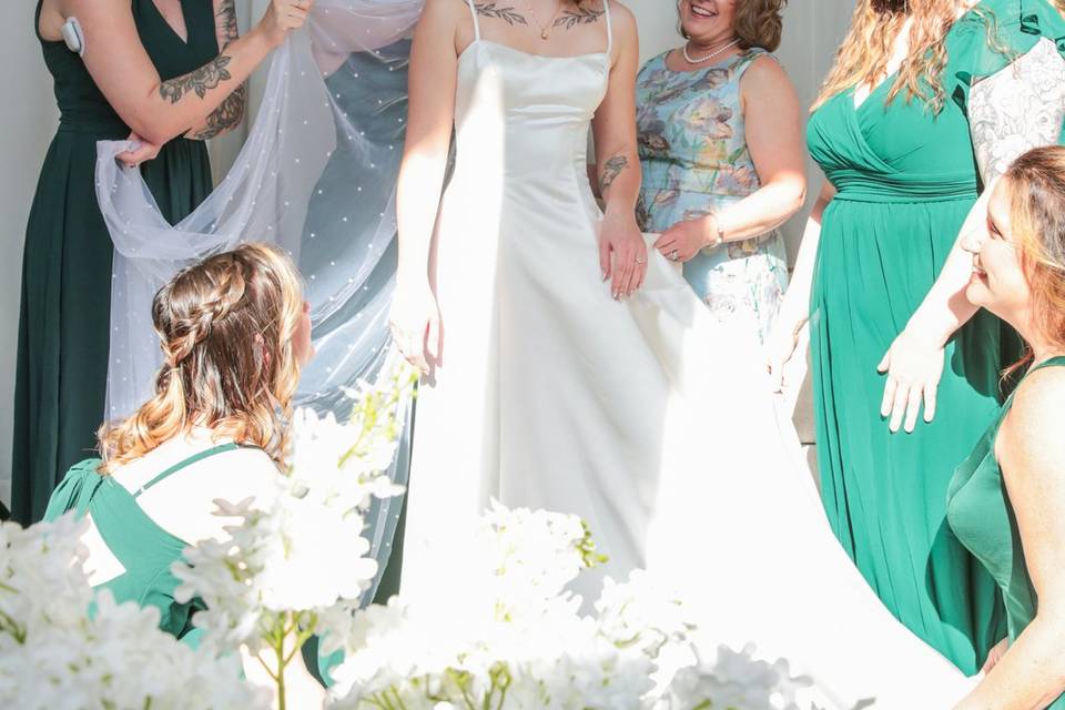 Helping the bride
