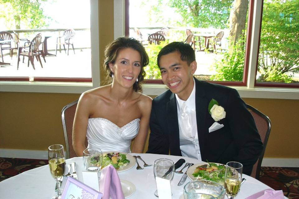 Bride and groom's reception table