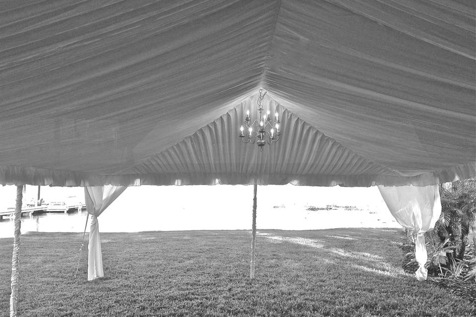 Reception tent chandelier